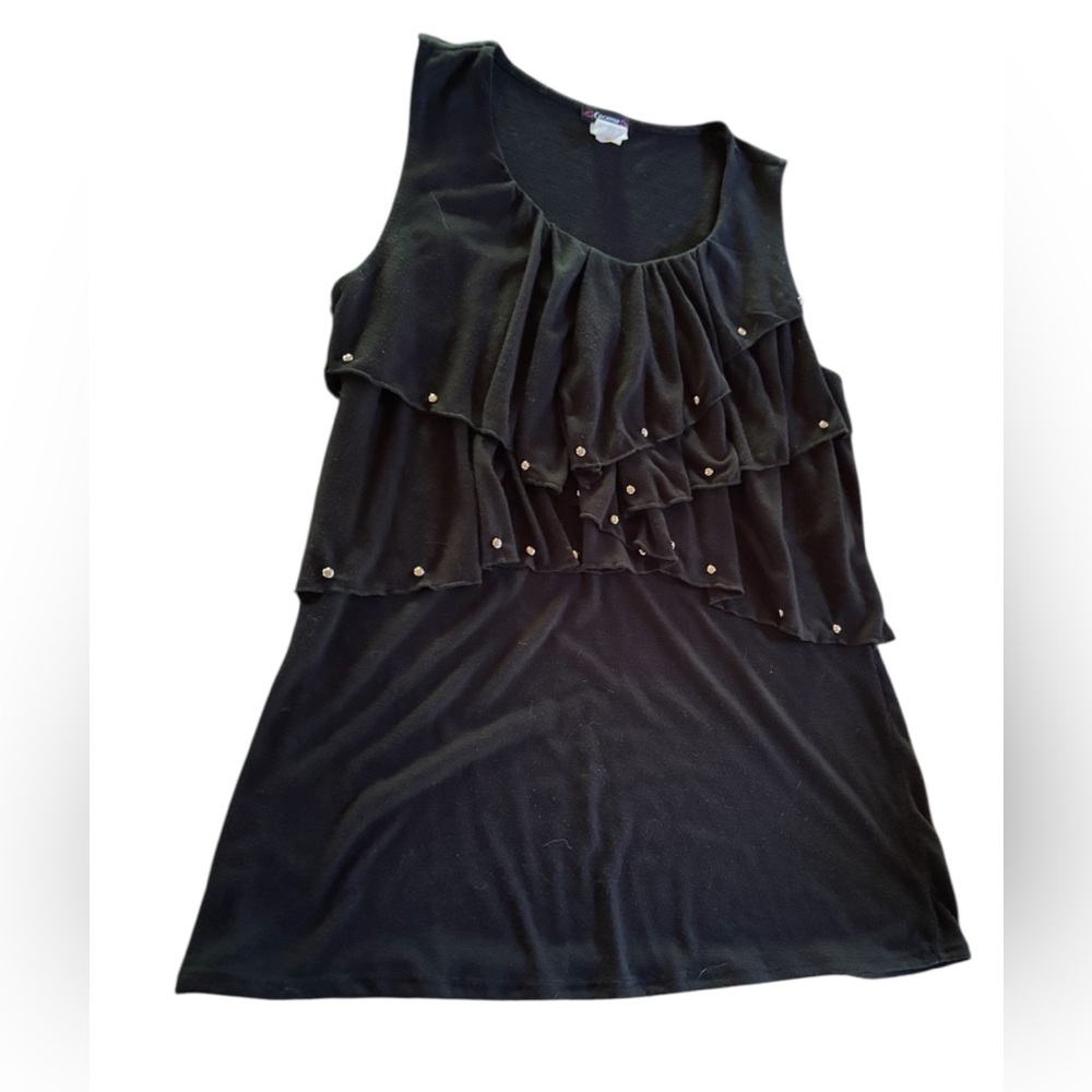 Vintage Cocomo Y2K  Black Tiered Silver Studded Sleeveless Top Sz M Whimsygoth